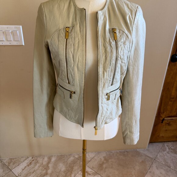 MICHAEL Michael Kors Ivory Leather Jacket, size S - Picture 3 of 4